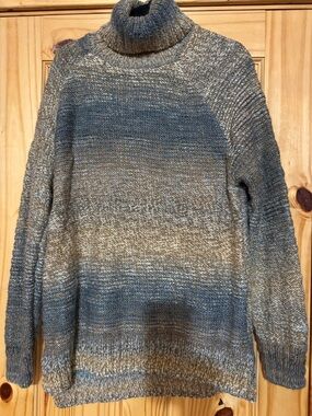 Prana Marled Knit Cardigan in Blue and Tan 28” length